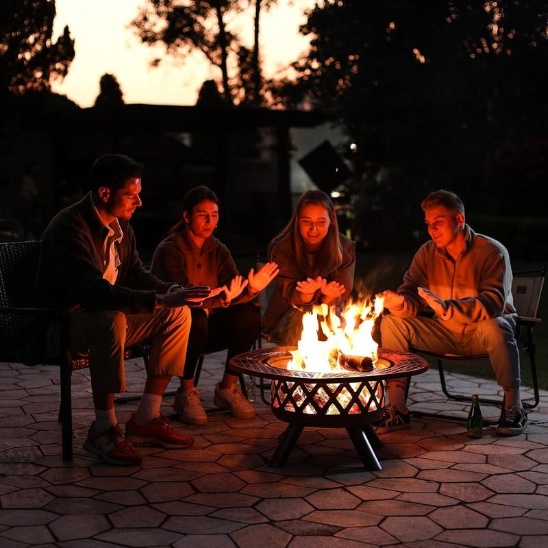 BALI OUTDOORS 2-in-1 Wood Fire Pit with Grill,  360° rotated, for Backyard, Camping, Tailgating Party BALI OUTDOORS 2-in-1 Wood Fire Pit with Grill,  360° rotated, for Backyard, Camping, Tailgating Party