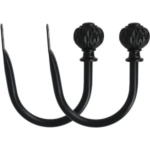 MERIVILLE Set of 2 Decorative Window Curtain Holdbacks for Draperies, Black
