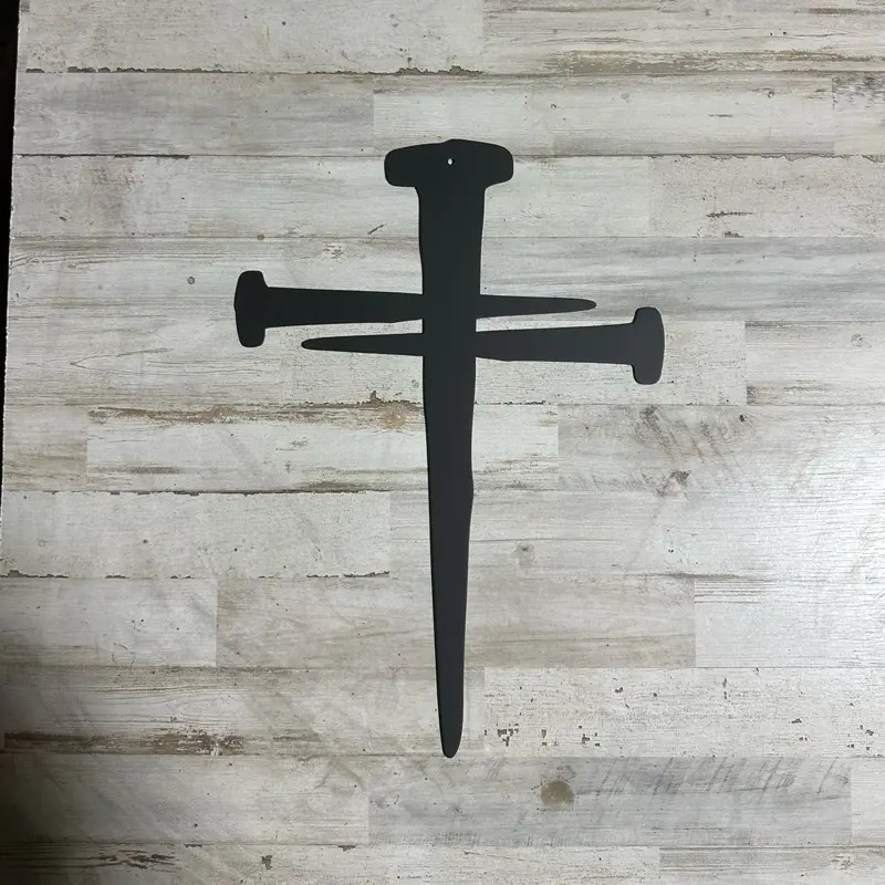 Three Nail Cross 14 Gauge Steel | Powder-Coated Black | 16” x 11.5”