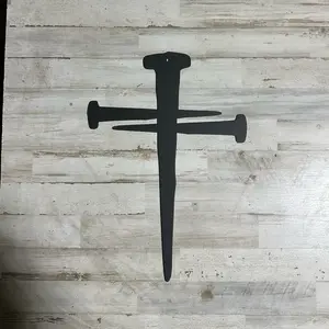 Three Nail Cross 14 Gauge Steel | Powder-Coated Black | 16” x 11.5”