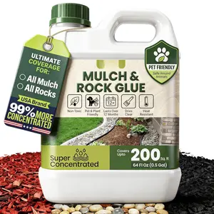 Mulch and Rock Glue for Landscaping - Cover Upto 200 sqft - 0.5 Gallon Mulch Glue for Rocks Outdoor Landscaping, Rock Glue for Pea Gravel, -Drying Gravel Glue,  Gravel Binder