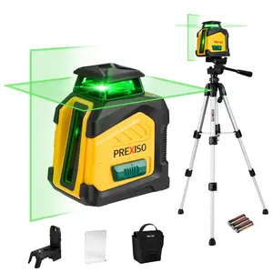 #SpringGlowUp PREXISO 360° Laser Level with Tripod, 100Ft Dual Power Self Leveling Cross Line Laser- Wide Angle Vertical Line for Construction, Floor Tile, Renovation with Magnetic Base, Wall Panel Stand, Carry Bag