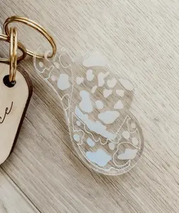 Cow Print Acrylic Cowboy Hat Keychain