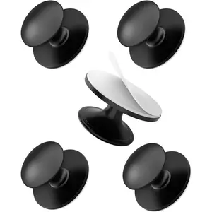 5 Pack Black No Drilling Self Adhesive Cabinet Knobs, Self Stick Stainless Steel Drawer Handle Pulls for Kitchen, Window, Wardrobe, Drawer, Dresser, Cupboard, Closet