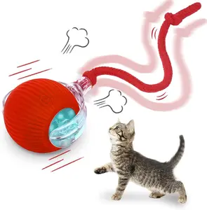 Speedy Tail Rope for Bored Indoor Cats Enrichment Stimulating Dogs Toy Interactive Electric Automatic Rolling Moving Rechargeable Self Play Stimulation Toy Smart Pet Chase Ball with