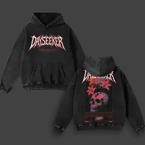 Creature Metal Skull Hoodie - Dayseeker Vintage Casual Streetwear Unisex Top Music Heavy Metal Shirt Unisex Oversize Rock Band Washed Heavyweight Cotton Soft, Graphic Tee, Y2k clothing Womenswear Apparel outfits men mens hoodies
