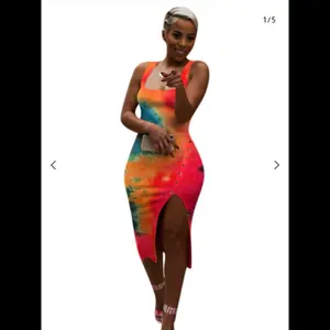 Tie Dye Dress - Vibrant Rainbow Colors, High Slit, Sleeveless, Summer Fashion, Women's Casual Wear Womenswear