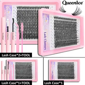 40D Lash Clusters Kit DIY Eyelash Extensions, Eyelashes Extensions, Self-Grafting False Lashes Mixed Lengths, Waterproof Lash Bond & Seal with Tweezers Brush, Professional Eye Makeup for Women