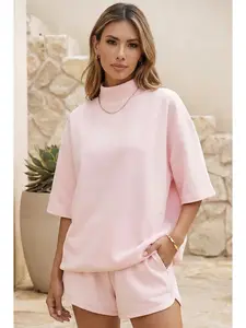 Mock Neck Shorts Set
