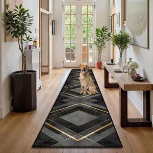 Luxury Style Modern Geometric Pattern Kitchen Runner Rug, 1 Count Non-slip Kitchen Mat, Rectangle Home Decor Floor Mat for Kitchen Living Room Bedroom