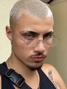 Luxury Metal Half Frame Business Glasses, Unisex Rectangle Eyewear for All Seasons, Casual Fashion Accessory, Student Daily Use, High Quality Eyeglasses, Stylish Protective Glasses