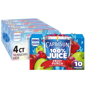 Capri Sun Fruit Punch Ready-to-Drink 100% Juice (40 Pouches, 4 Boxes of 10)