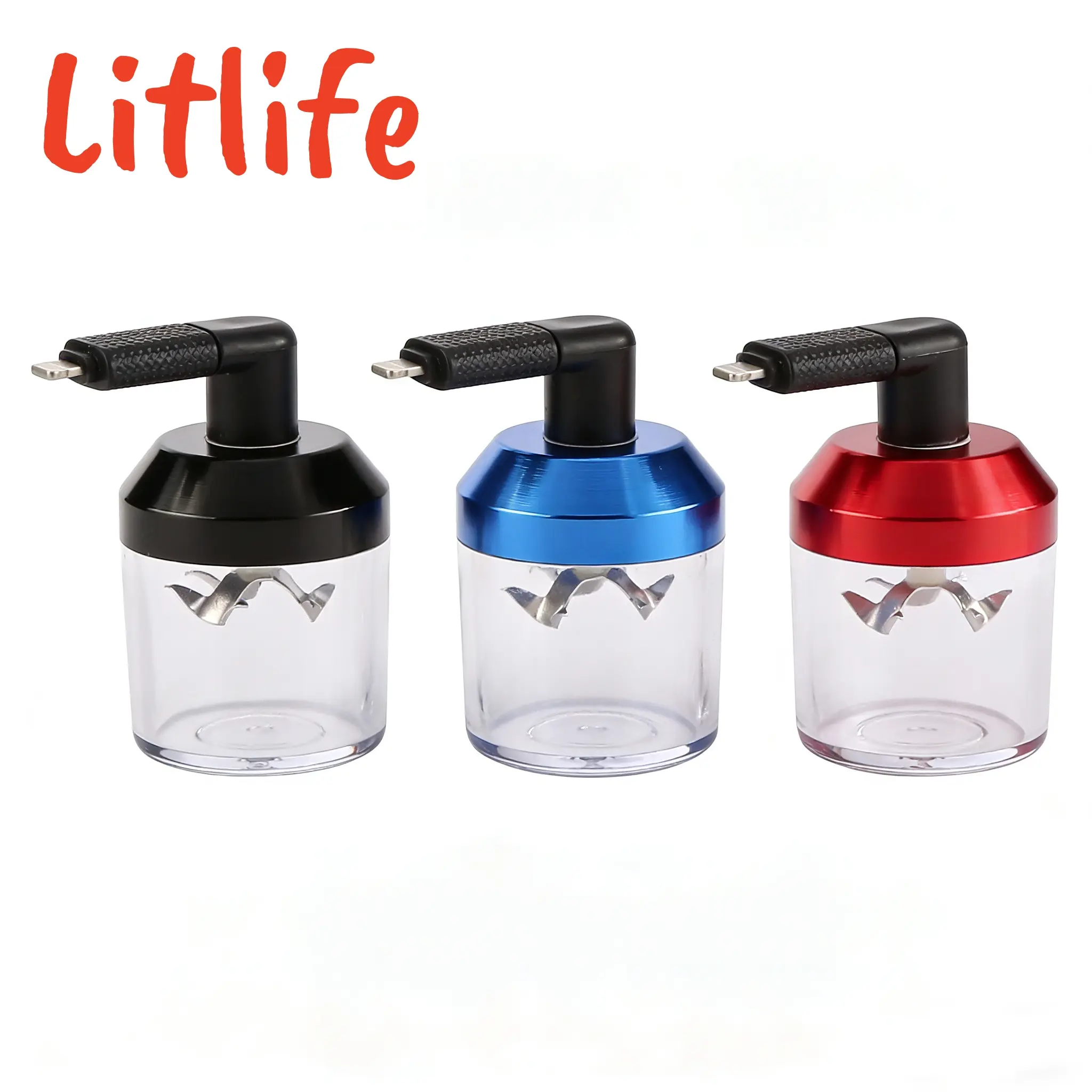 3-in-1 Compact Phone-Powered Mini Electric Spice Grinder, Universal Aluminum Body Kitchen Appliance, Garlic-Grinding Capable, with Android, Lightning & USB-C Connectors for Efficiency