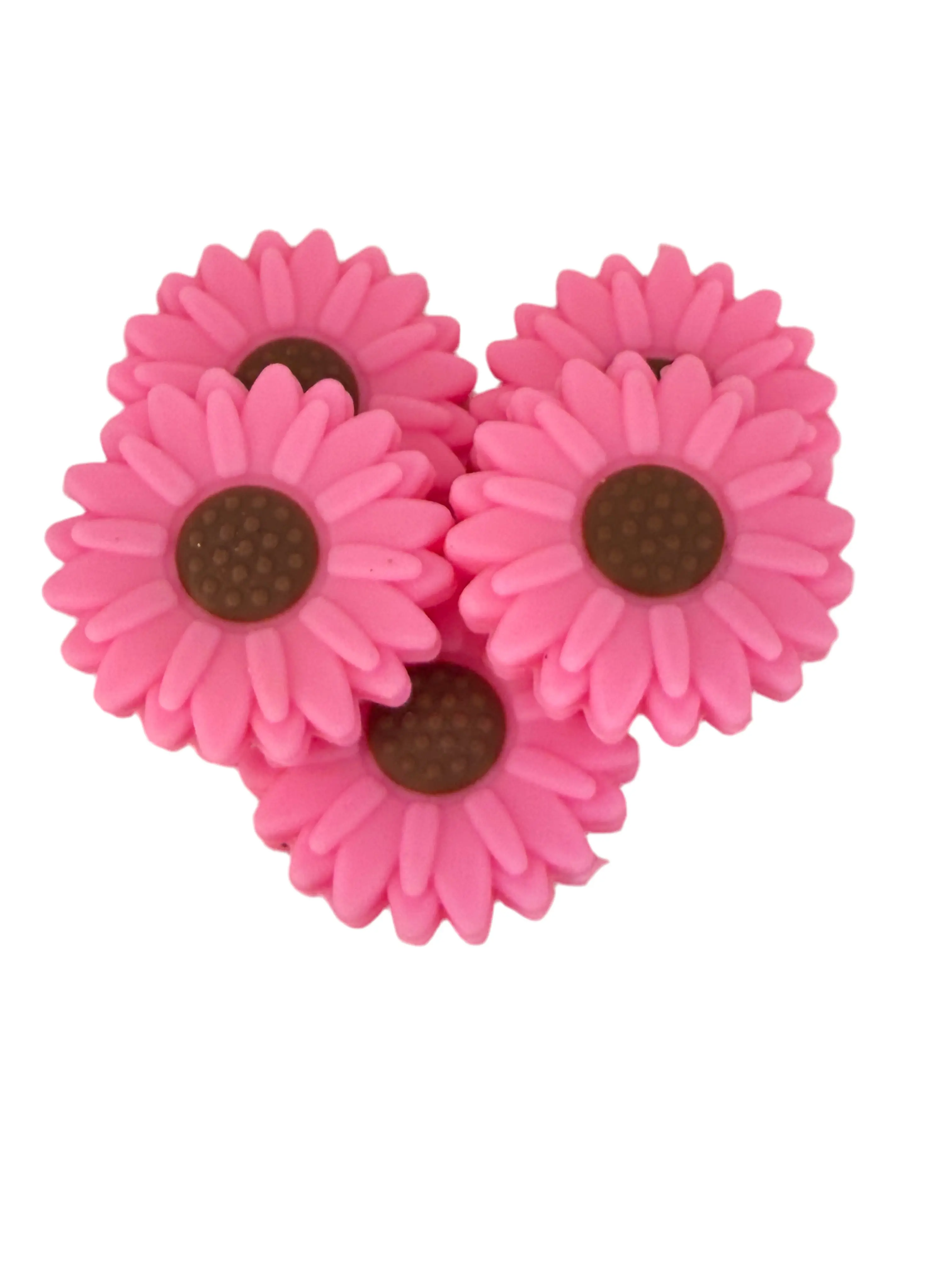 F1- (1)PC 1.2" Large Size Pink/Brown Daisy Flower Focal Bead for DIY Keychains, Wristlets, Cup Charms, Car Charms ETC