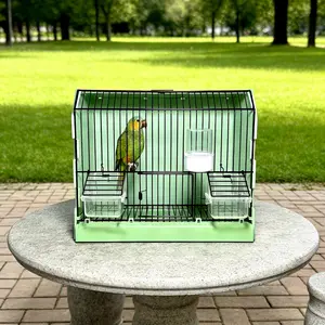 Mini Bird Travel Cage for Small Birds Canary Finch, Pet Bird Cage with Feeders Perches Water Dispenser