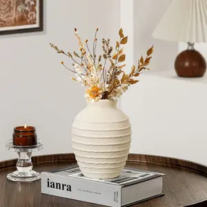 Ceramic Vase for Home Decor, 6.69 Inch Modern Textured Wabi-Sabi Style, Suitable for Living Room, Bedroom, Kitchen, Office, Wedding, Farmhouse, Bohemian, Vintage Table Centerpiece, Flower Vase