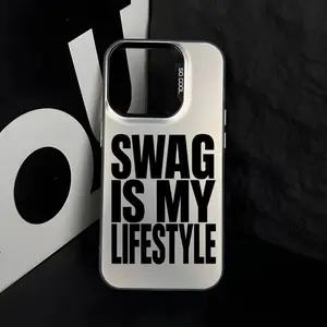 "SWAG IS MY LIFESTYLE" Letter Print Pattern Fashion Easy Pattern, New Anti-Slip Large Hole Anti-Fall Mobile Phone Case, Interesting Chic, Trendy Men And Women Holiday Gift Mobile Phone Case Suitable for iPhone 17 16 15 14 13 12 11 XR XS AIR PRO E, Accesso