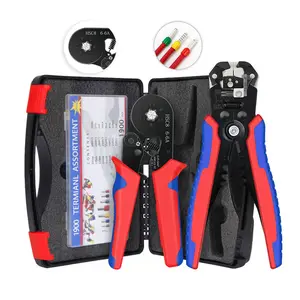 Ferrule Crimping Tool Kit, Crimper Tool and Wire Stripper Kit with 1200PCS Wire Ends Terminals,Built-In Adjustable Ratchet for Electrical Wire Connectors