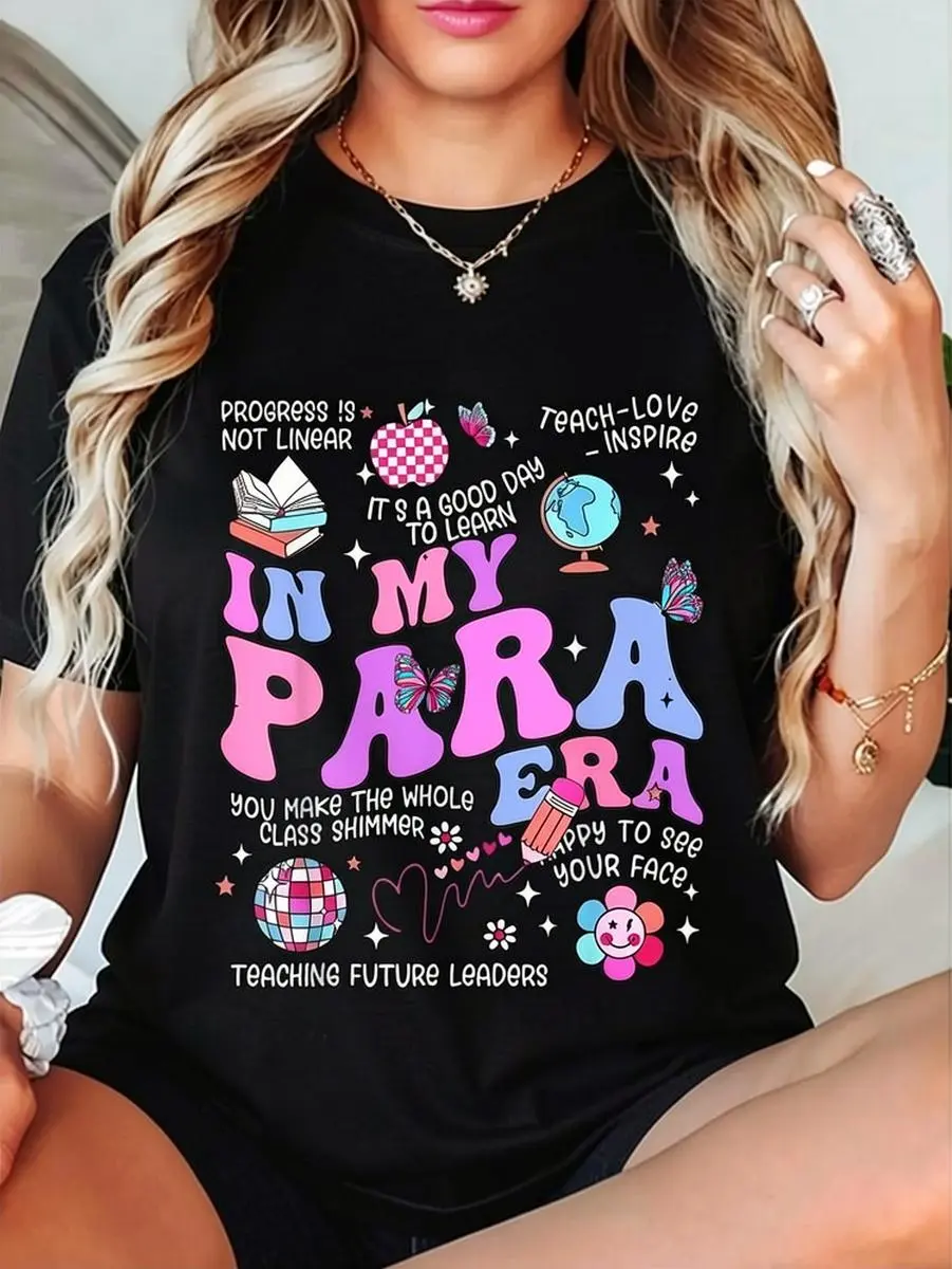Paraprofessional T-Shirt, Unisex Groovy "In My Para Era" Vintage Casual Graphic, Soft Breathable 100% Cotton, Streetwear, Tshirt, Sporty, Unisex Fit, Pure Cotton, Short Sleeve, Basic, Round Neck, Chic, Customized, Top, Simple, Tee, Breathable Fabric, Styl
