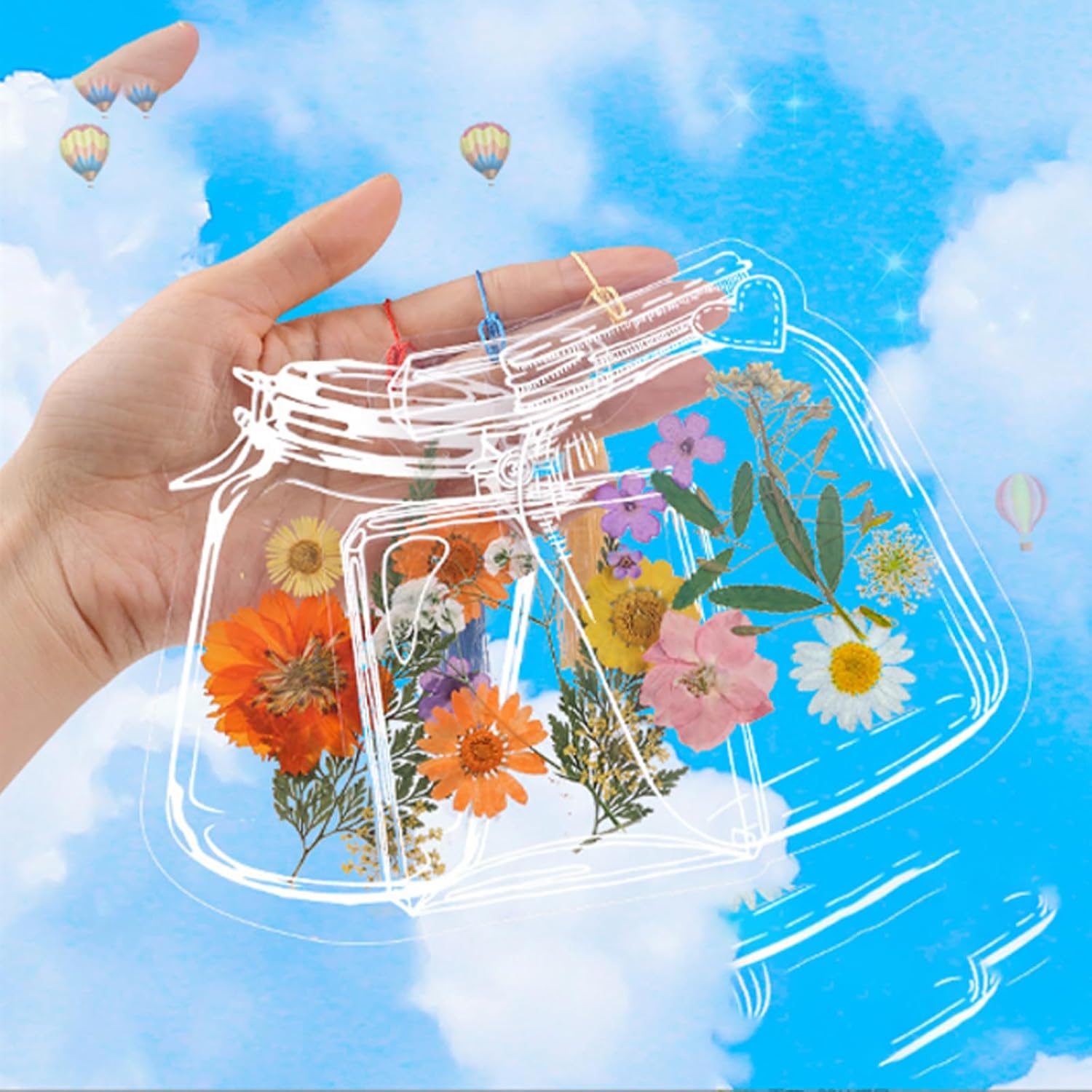 Handmade DIY Bookmark Kit — Transparent Plant Specimen & Dried Flower Labels for Glass Bottle Decor