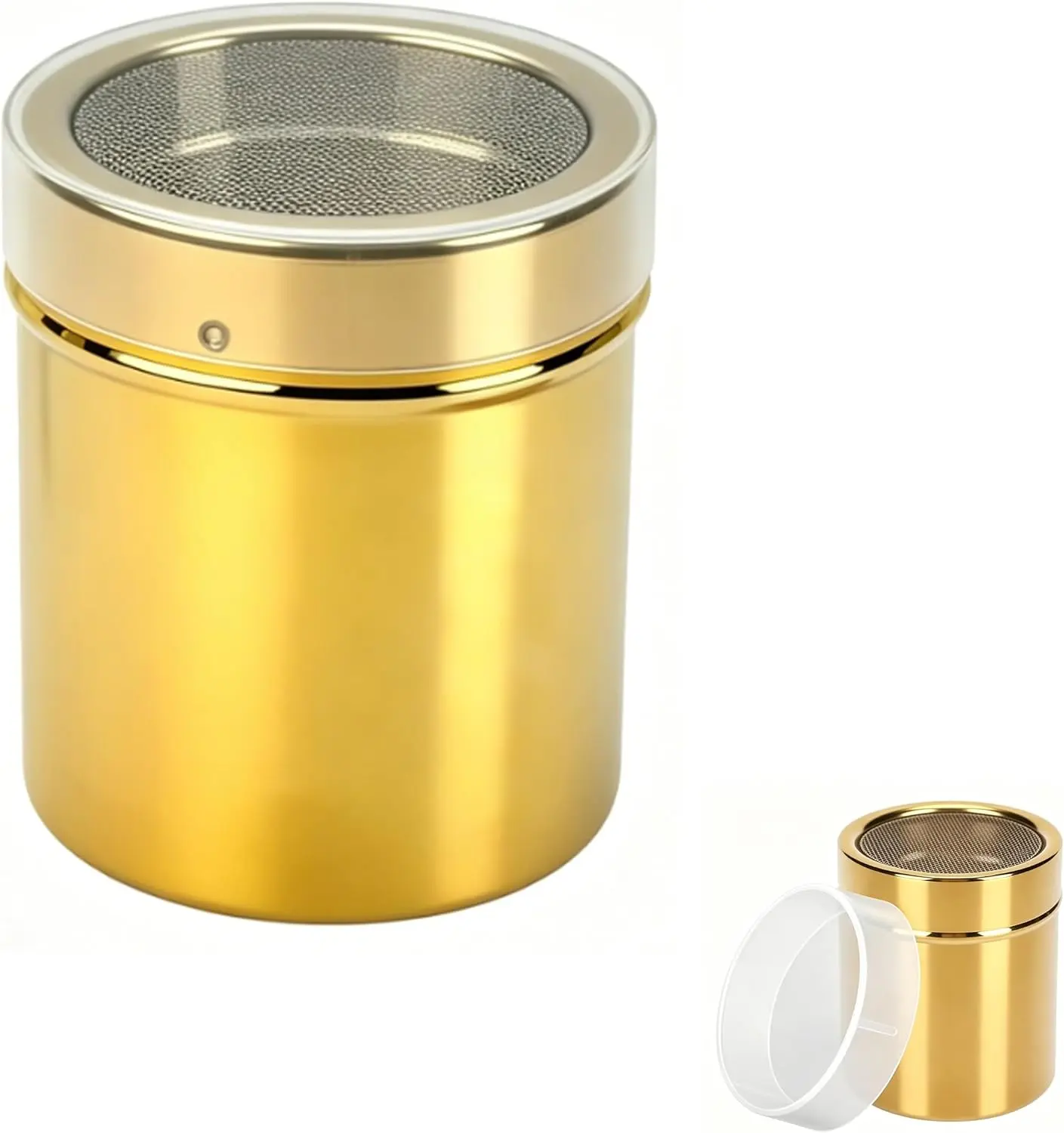 Powdered Sugar Shaker Duster, Kitchen Sugar Dispenser Fine Mesh Powder Sugar Shaker with Lid, Perfect for Dusting Powdered Sugar on Desserts, Ideal Kitchen Tool for Home Baking & Daily Use