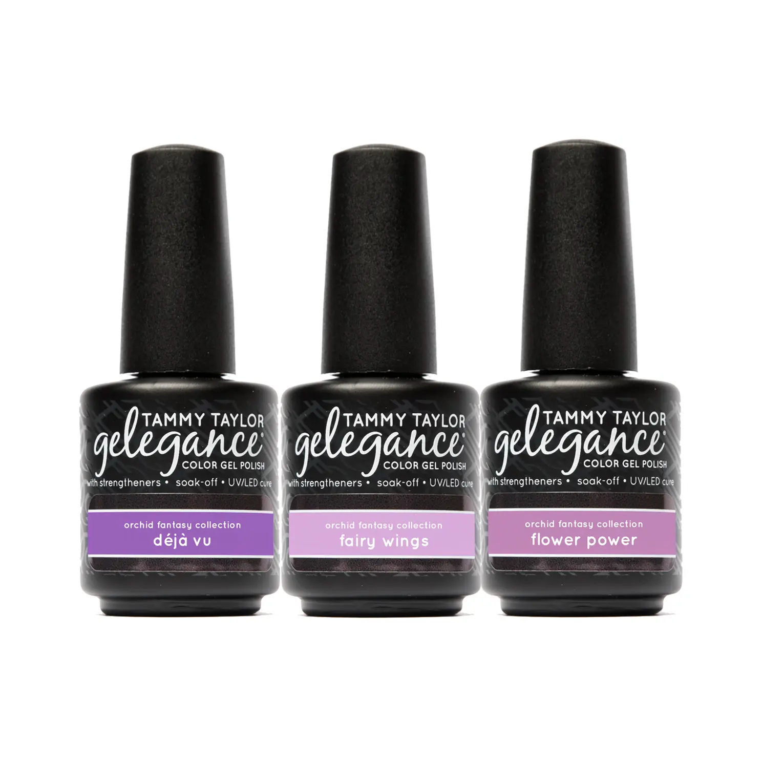 Tammy Taylor Nails Orchid Fantasy Gelegance Gel Polish Bundle - Déja Vu, Fairy Wings, Flower Power - 3 x 20g - Nail Art, Cosmetic, Flower, Cutics, Manicure, Nail Care