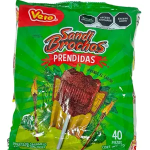 Vero Sandy Brochas Pendidas Candy - 40 Pieces of Mexican Candy with Caramel Coating, Snack Bonbon Sweet