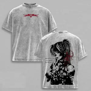 Misa Amane Death Note Unisex couple T-shirt, Vintage Washed Gothic Anime Graphic Tee, Dark Aesthetic Oversized Shirt, Unisex Streetwear
