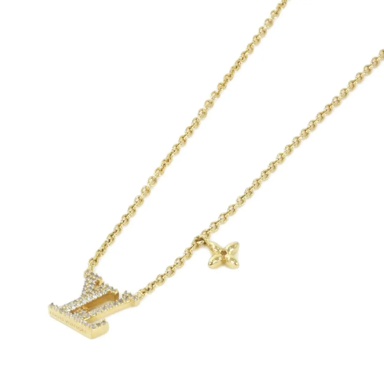 Pre-owned Louis Vuitton Gold-plated Small Leather Goods LV Iconic Necklace