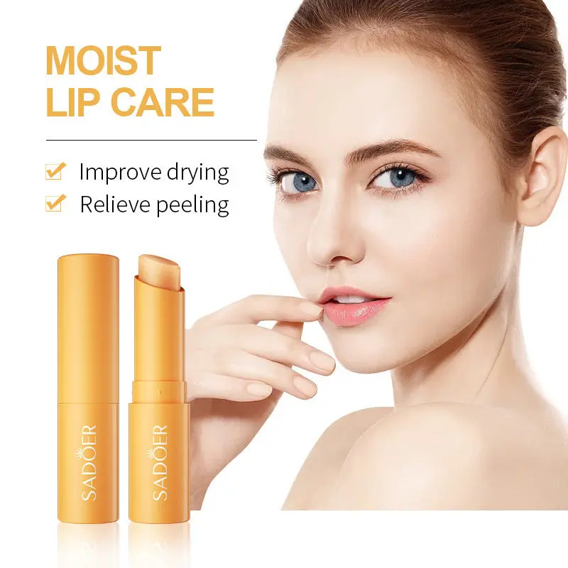 2 Pcs Sadoer Vitamin C Lipstick Hydrating Formula for Smooth Supple Lips Natural Citrus Finish Skincare Aroma Balm Brightening with Shea Butter & Jojoba Oil