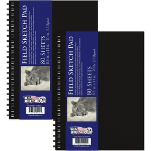 8.5" x 11" Premium Hardbound Sketch Book, 2 Pack, 80 Sheets Each, 70 lb (110gsm) - Hardcover Spiral Bound Artist Field, Small Sketch Pad, Acid-Free Drawing Pad - Adults, Students