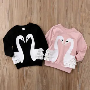 Toddler Kids Baby Girl Fall Winter Sweatshirt Clothes Outfits 3D Swan Print Pullover Tops Shirt Birthday Gift for Little Girls