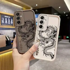 Phone Case: Trendy Dragon  Couple Phone Case Compatible with Samsung Galaxy A56 A55 A54 A36 A16 A35 A34 A52 A15 A06 A05S A25 A33 A26 A53 A51 A71 A52 A14 A05 A12 A13 4G 5G Protective Cover Light Luxury Business Premium Feel Angel Lens Full Wrap Step