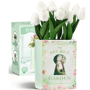 3D Puzzle Vase for Adults, 3D Puzzle Book Vase for Flowers, 120 Pcs 3D Puzzles Planter for Kids Ages 8-13, Cute Unique Flower Vases for Book Shelf Decor, Books Lover Gifts for Women(Secret)