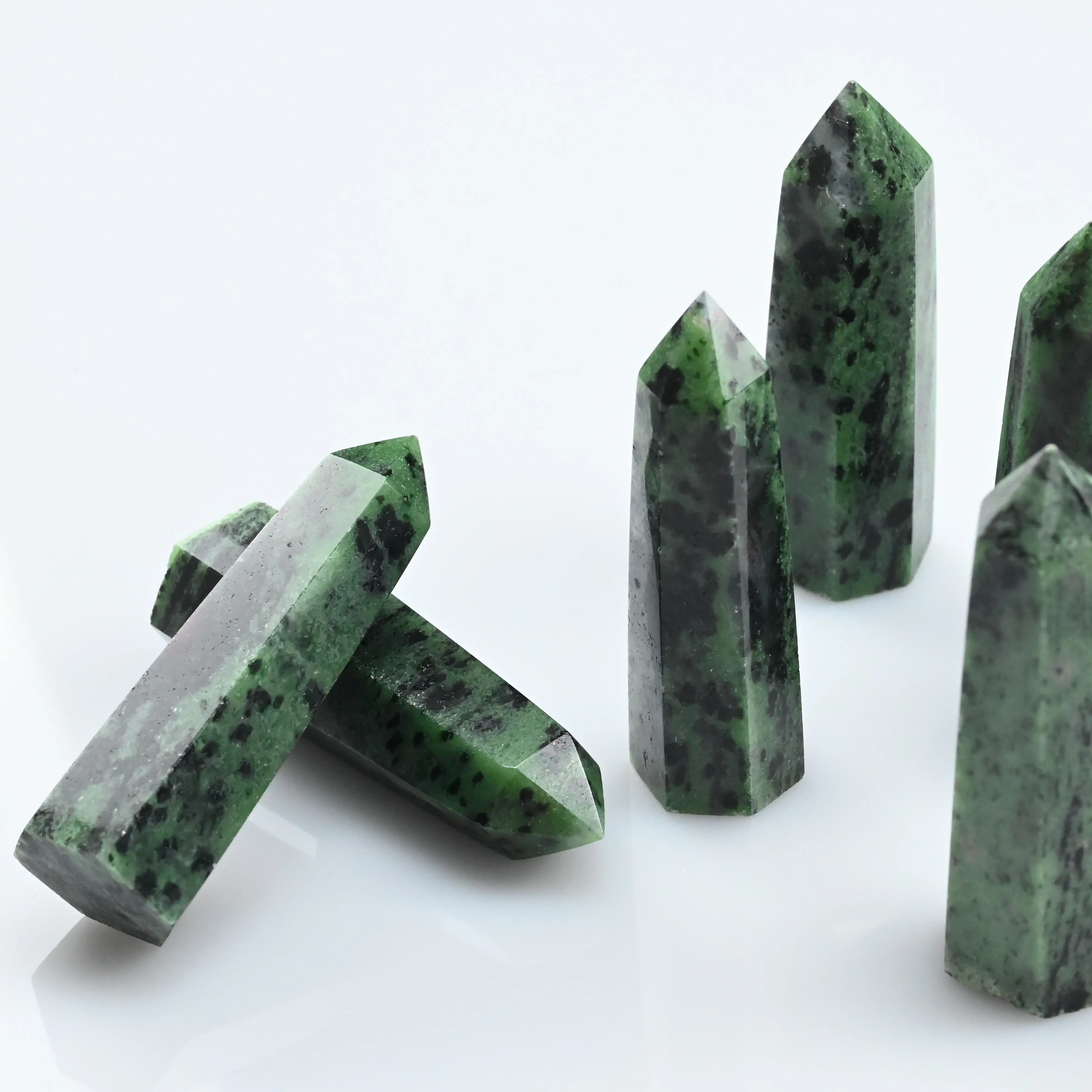 60-70MM Ruby in Zoisite Tower Crystal Towers,Points Crystal Healing Crystal Desktop Ornament Forsun Crystal
