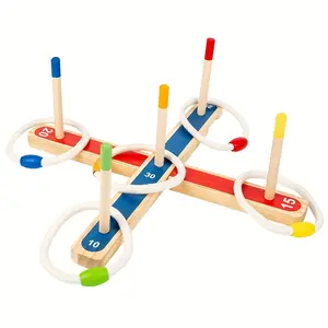 Outdoor wooden hoop game, group activity two player competitive scoring game