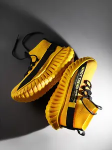 Men's High-Top Colorblock Sports Shoes, Running Training Shoes, Breathable Textile Upper, Anti-Slip Sole, Street Style Running Fitness