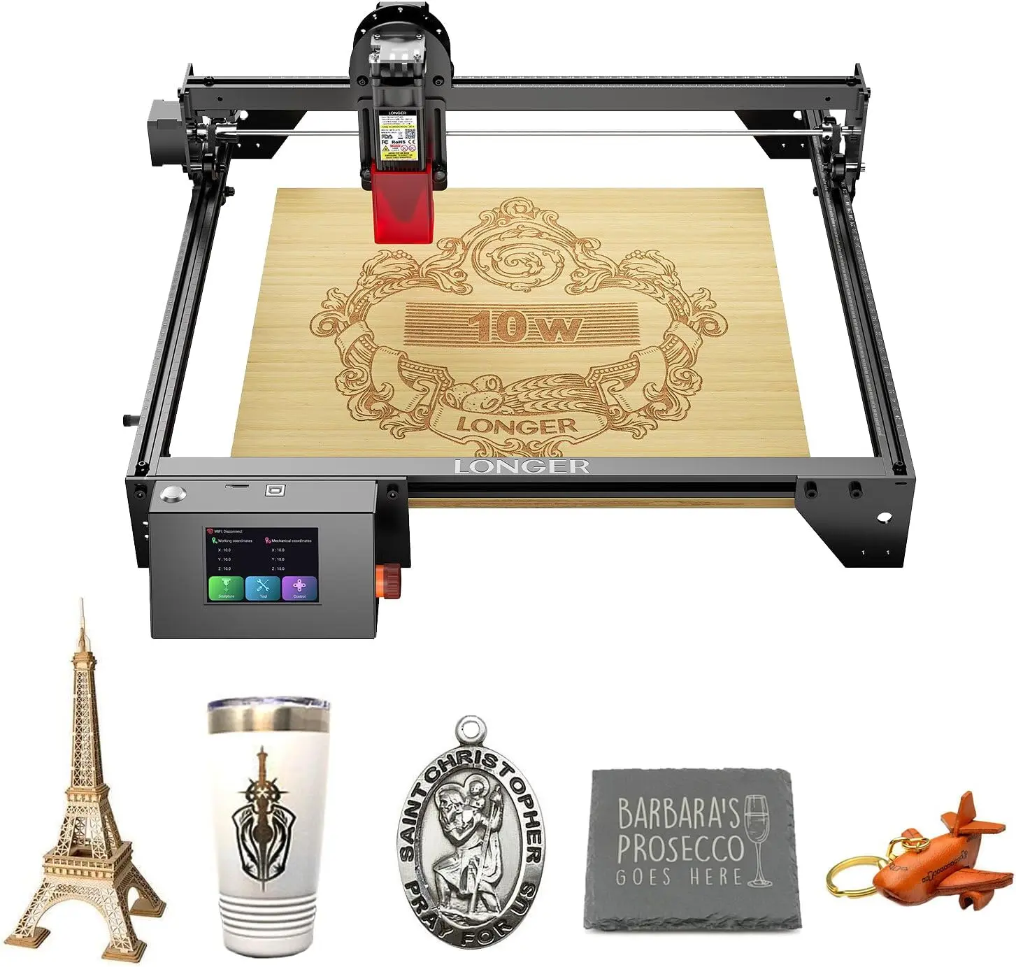 Longer New Upgrade RAY5 10W Laser Engraver 10000mW Output 32-bit Motherboard, App Offline Control, DIY Engraver Tool for Metal/Glass/Wood,Engraving Speed of 24,000 mm/min