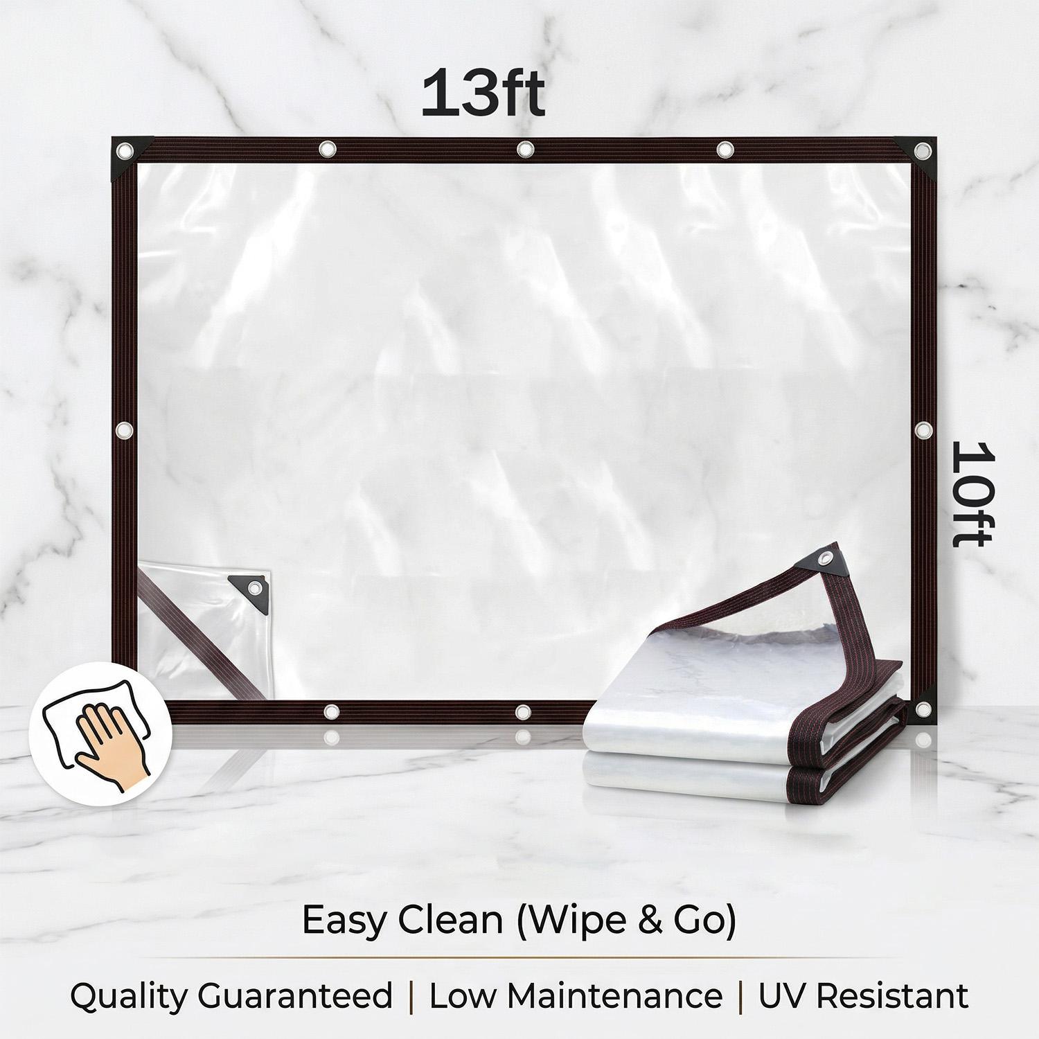 Block Pollen Dust Clear Patio Curtain - Heavy Duty PVC Outdoor Enclosure, WaterproofWindproof Transparent Tarp, Gazebo Porch Panels for Furniture Protection