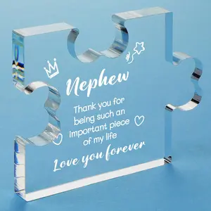 Nephew Gifts from Auntie Uncle Acrylic Plaque - Nephew Birthday Gifts Desk Decorations Acrylic Desktop Decoration - Graduation Fathers Day Wedding Birthday Card Gifts for Nephew from Aunt