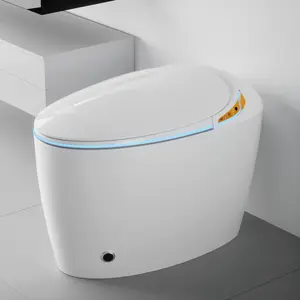 Unique Smart Toilet with Bidet Built In Intelligent One Piece Toilet For Modern Bathroom Auto Open Close Seat Foot Sensor LED Display Night Light Warm Water Dryer White