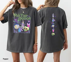 Pick Your Poison 2 Sides Shirt, Princess Halloween Shirt, Villains Cartoon Shirt, Spooky Season Shirt, Retro Halloween Shirt
