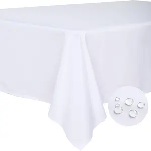Table Cloth White 60x84 Inch Tablecloth for 6 Foot Rectangle Tables Outdoor Washable Wrinkle Free and Spillproof Polyester Tablecloth for Festival Camping Picnic Party Cover