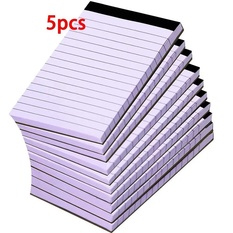 5 Pack Lined Writing Notepads, 30 Sheets Each, 4.92x2.95in, Ideal for School and Office, Back to School Essentials, Essential Supplies, Stationery