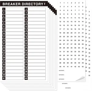 10 Sheet Breaker Panel Labels & 7 Breaker Catalog Stickers, Waterproof Durable Self-Adhesive Electrical Stickers (Black)