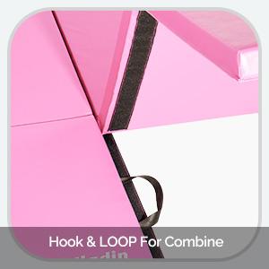 8' Folding Gymnastics Gym Exercise Aerobics Mat, 8ft x 2ft x 2in PU Leather Tumbling Mats with Hook & Loop Fastener for Stretching Yoga Cheerleading Martial Arts