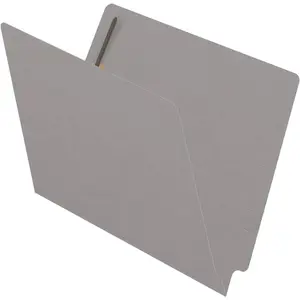 11pt Gray Color Folders Full Cut 2-Ply End Tab Letter Size with Fasteners Pos # 1 & # 3, Box of 50