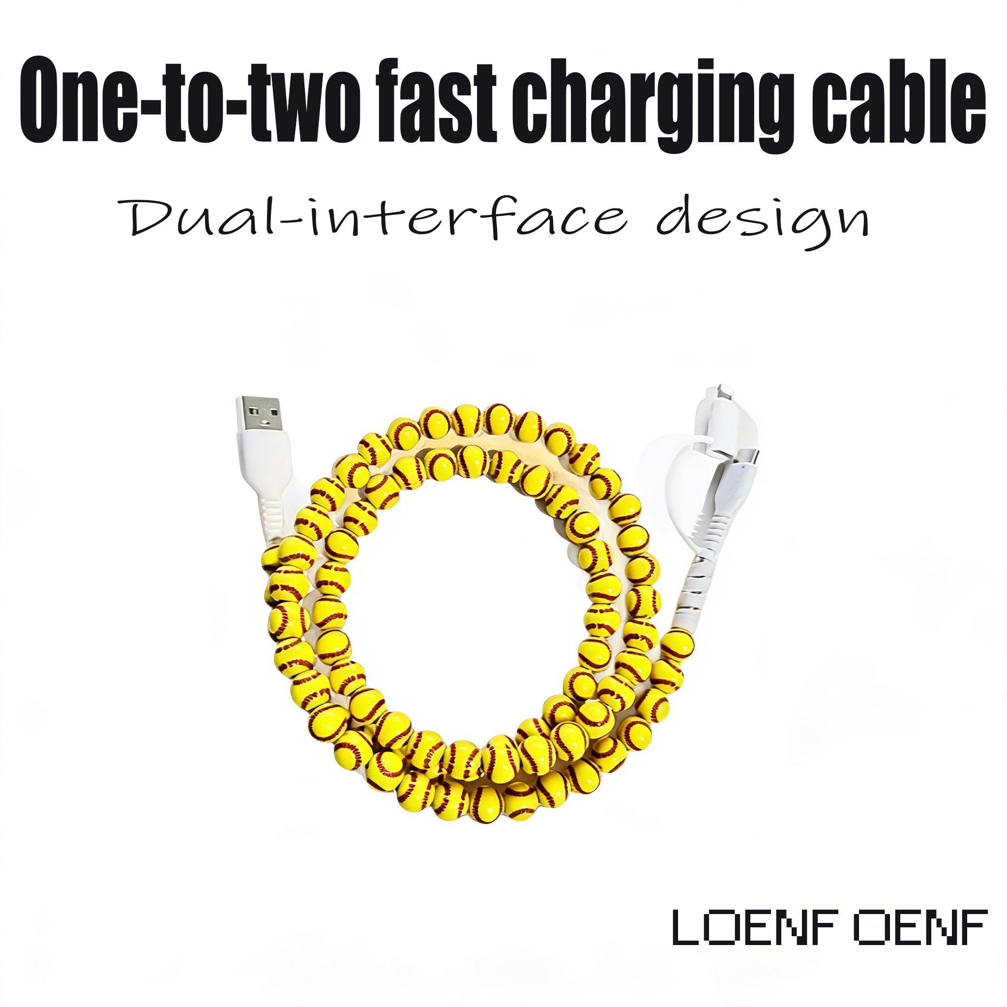 [LOENF OENF] Bling Pearl Beaded Charger Cord, Fashion Glitter Cable for Lightning & USB-C Devices, Universal for iPhone & Android