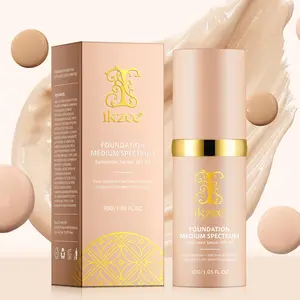Ikzee Color-Changing Foundation Liquid 30g, Spf50 Sunscreen Base, Auto-Blend for Fair Skin, Quick Even Application, No Alcohol or Aerosol