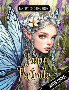 Fantasy Coloring Book Fairy Portraits Special Edition: For Adults and Teens | Black Line and Grayscale Portraits of Beautiful Fairies (The enchanting world of faires and the magical forest)